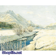Tranh sơn dầu dòng sông bị đóng băng